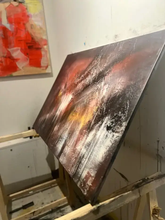 Unikat – ARTWORK | 054-2023 – Feurige Tiefe | 70x100 cm – Bild 5