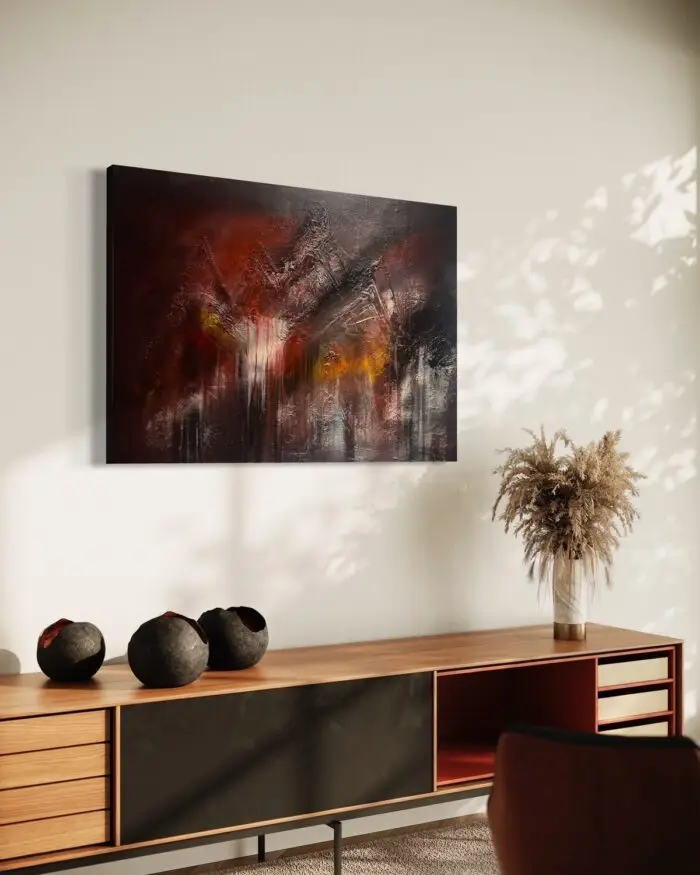 Unikat – ARTWORK | 054-2023 – Feurige Tiefe | 70x100 cm – Bild 3