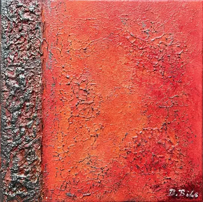 Abstraktes Triptychon in Rot – Bild 4