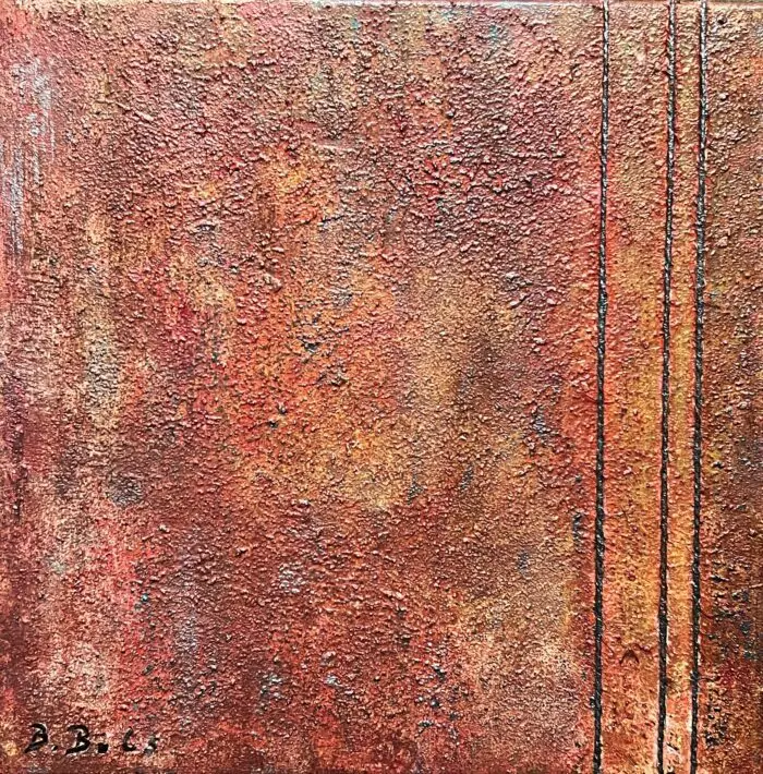 Abstraktes Triptychon in Rot – Bild 3