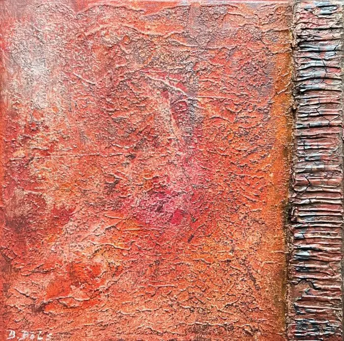 Abstraktes Triptychon in Rot – Bild 2