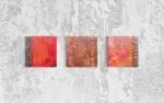 Abstraktes Triptychon in Rot